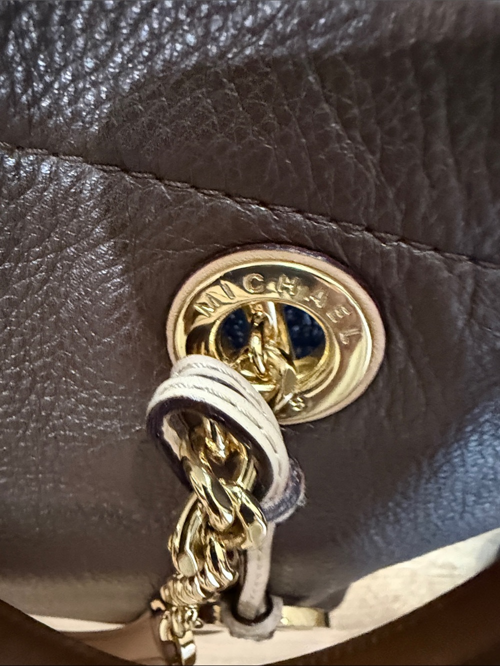 Michael Kors Dark Brown Leather Tote with Gold Hardware - Picture 4 of 13